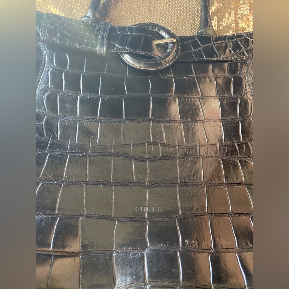 Furla Black Embossed Bag - Picture 12 of 15